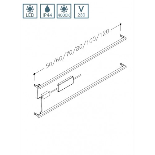 Kamė stalčių apšvietimas, LED, IP44, 50 cm