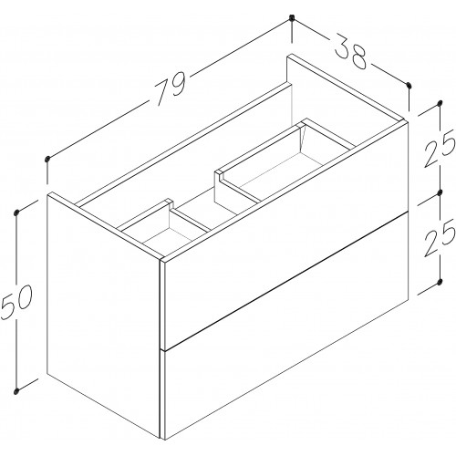 Kamė Duet apatinė spintelė su stalčiais, juodas ąžuolas, 79 cm