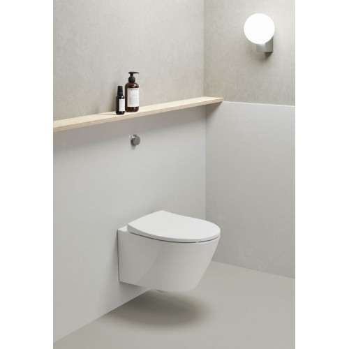 GSI Modo Swirlflush® pakabinamas klozetas su plonu lėtai nusileidžiančiu dangčiu, baltas blizgus, XG+ danga