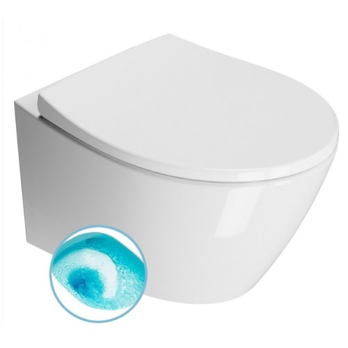 GSI Modo Swirlflush® pakabinamas klozetas su plonu lėtai nusileidžiančiu dangčiu, baltas blizgus, XG+ danga