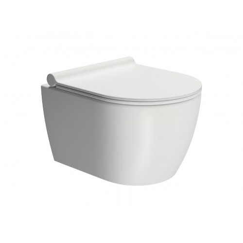 GSI Pura Compact Swirlflush® 46 cm pakabinamas klozetas su lėtai nusileidžiančiu dangčiu, baltas matinis, DG+ danga