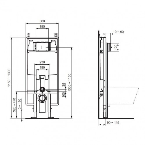 Ideal Standard Prosys 8cm potinkinis rėmas su tvirtinimais, taupantis vietą, R014367