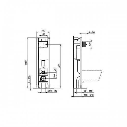 Ideal Standard Prosys 30 cm potinkinis rėmas su tvirtinimais, E233267