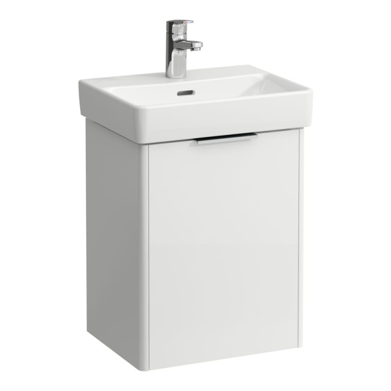 Laufen Base spintelė su vieneriomis durelėmis (lankstai dešinėje) + praustuvas Pro S 45x34 cm, baltas blizgus