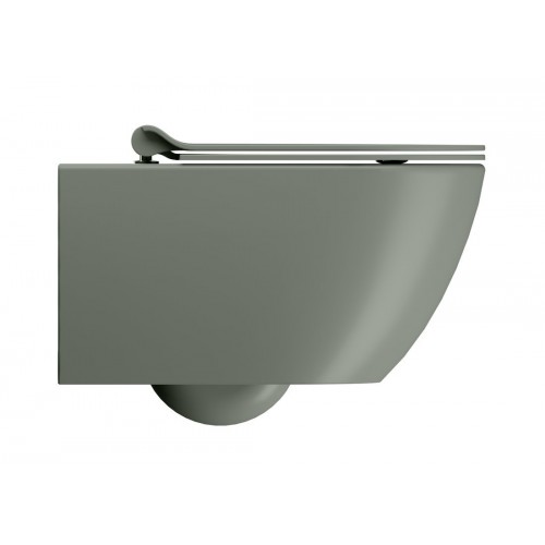GSI Pura Swirlflush® pakabinamas klozetas su plonu lėtai nusileidžiančiu dangčiu, Dual Glaze+ danga, spalva Agave