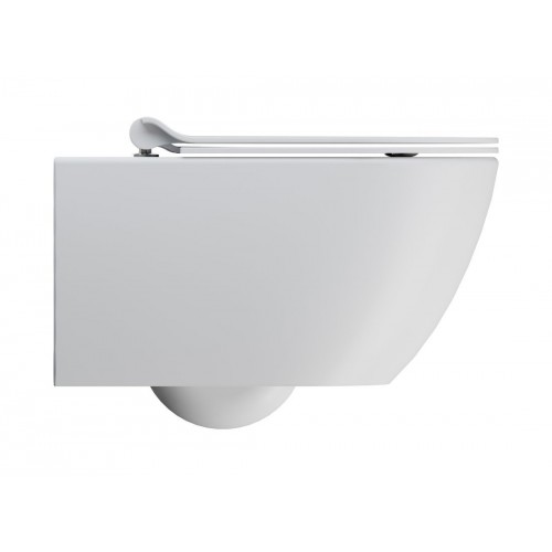 GSI Pura Swirlflush® pakabinamas klozetas su plonu lėtai nusileidžiančiu dangčiu, Dual Glaze+ danga, baltas matinis