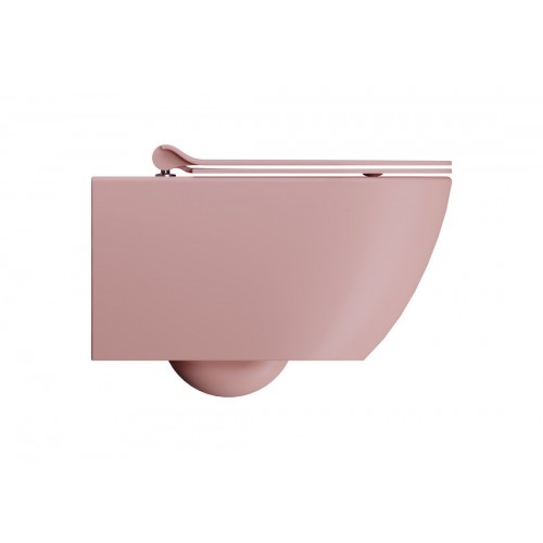 GSI Pura Swirlflush® pakabinamas klozetas su plonu lėtai nusileidžiančiu dangčiu, Dual Glaze+ danga, spalva Blush matt