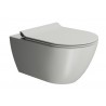 GSI Pura Swirlflush® pakabinamas klozetas su plonu lėtai nusileidžiančiu dangčiu, Dual Glaze+ danga, spalva Cenere matt