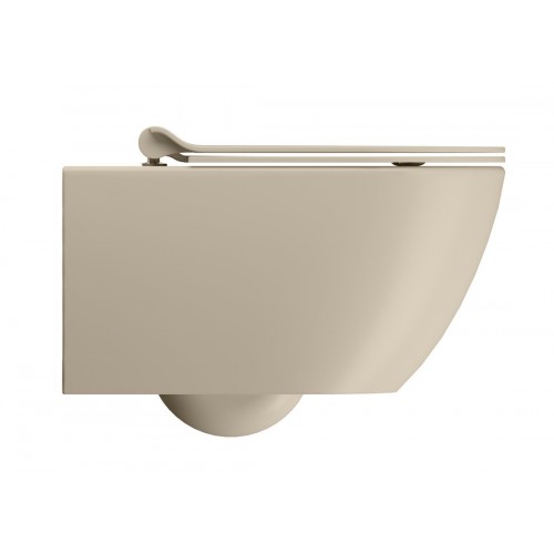 GSI Pura Swirlflush® pakabinamas klozetas su plonu lėtai nusileidžiančiu dangčiu, Dual Glaze+ danga, spalva Creta matt