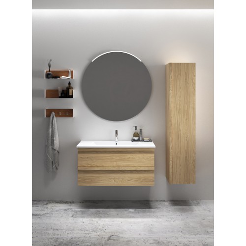 RB Pure apatinė spintelė su medine rankenėle ir praustuvu, 81x46 cm, šviesus ąžuolas, 27113535