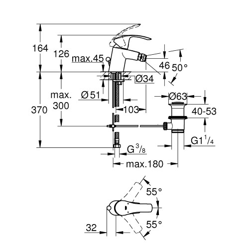 Grohe Eurosmart maišytuvas praustuvui, 23322001