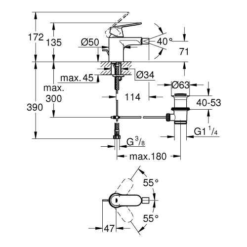 Grohe Eurosmart Cosmopitan bidė maišytuvas, 32839000