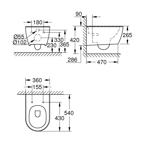 Grohe Essence Rimless pakabinamas klozetas su lėtai nusileidžainčiu dangčiu, baltas blizgus