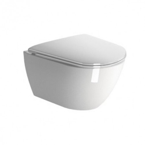 GSI Pura Compact Swirlflush® pakabinamas klozetas su lėtai nusileidžiančiu dangčiu,  XG+ danga, baltas blizgus