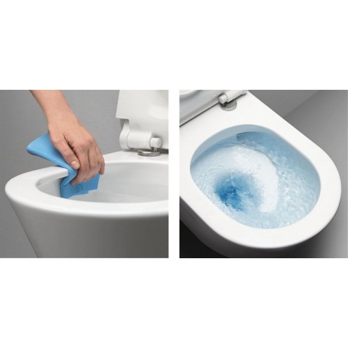 GSI Pura Compact Swirlflush® pakabinamas klozetas su lėtai nusileidžiančiu dangčiu,  XG+ danga, baltas blizgus