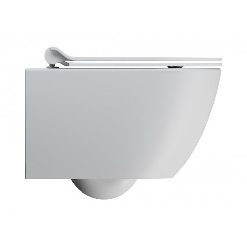 GSI Pura Compact Swirlflush® pakabinamas klozetas su lėtai nusileidžiančiu dangčiu, baltas matinis