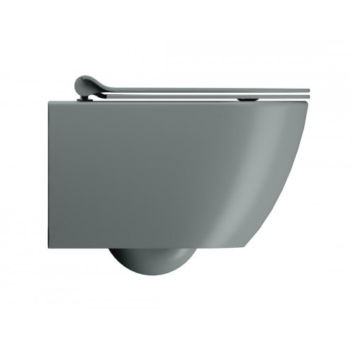 GSI Pura Compact Swirlflush® pakabinamas klozetas su plonu lėtai nusileidžiančiu dangčiu, Dual Glaze+ danga, spalva Agave matt