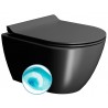 GSI Pura Compact Swirlflush® pakabinamas klozetas su plonu lėtai nusileidžiančiu dangčiu, Dual Glaze+ danga, juodas matinis