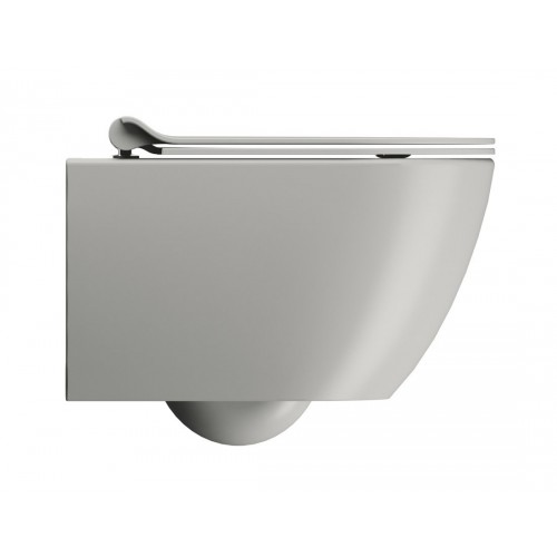 GSI Pura Compact Swirlflush® pakabinamas klozetas su plonu lėtai nusileidžiančiu dangčiu, Dual Glaze+ danga, spalva Cenere matt