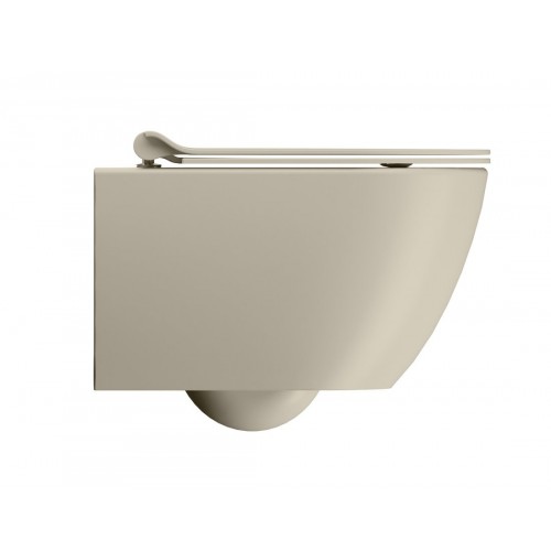GSI Pura Compact Swirlflush® pakabinamas klozetas su plonu lėtai nusileidžiančiu dangčiu, Dual Glaze+ danga, spalva Creta matt