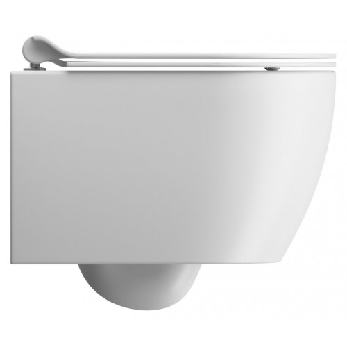 GSI Pura Compact Swirlflush® 46 cm pakabinamas klozetas su lėtai nusileidžiančiu dangčiu, baltas matinis