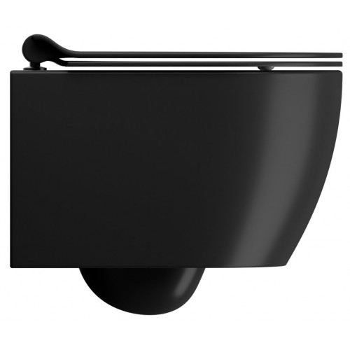 GSI Pura Compact Swirlflush® 46 cm pakabinamas klozetas su lėtai nusileidžiančiu dangčiu, juodas matinis