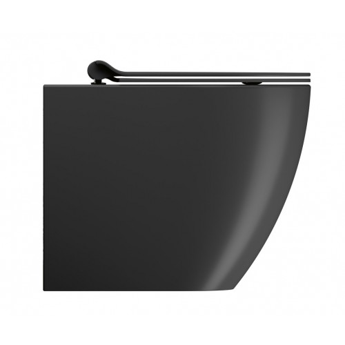 GSI Pura Swirlflush® pastatomas klozetas su plonu soft close dangčiu, Dual Glaze+ danga, juodas matinis