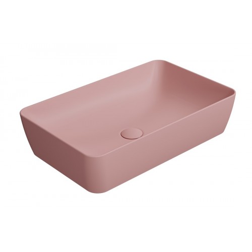 GSI Nubes stačiakampis praustuvas 60x38 cm su dugno vožtuvu, spalva Blush matt