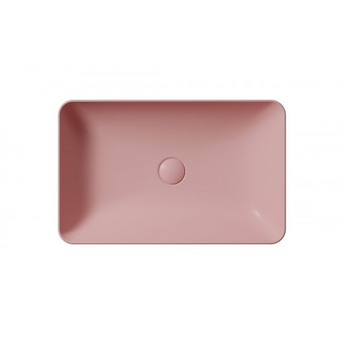 GSI Nubes stačiakampis praustuvas 60x38 cm su dugno vožtuvu, spalva Blush matt