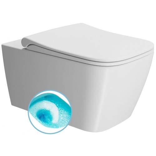 GSI Nubes Swirlflush® pakabinamas klozetas su plonu lėtai nusileidžiančiu dangčiu, baltas matinis