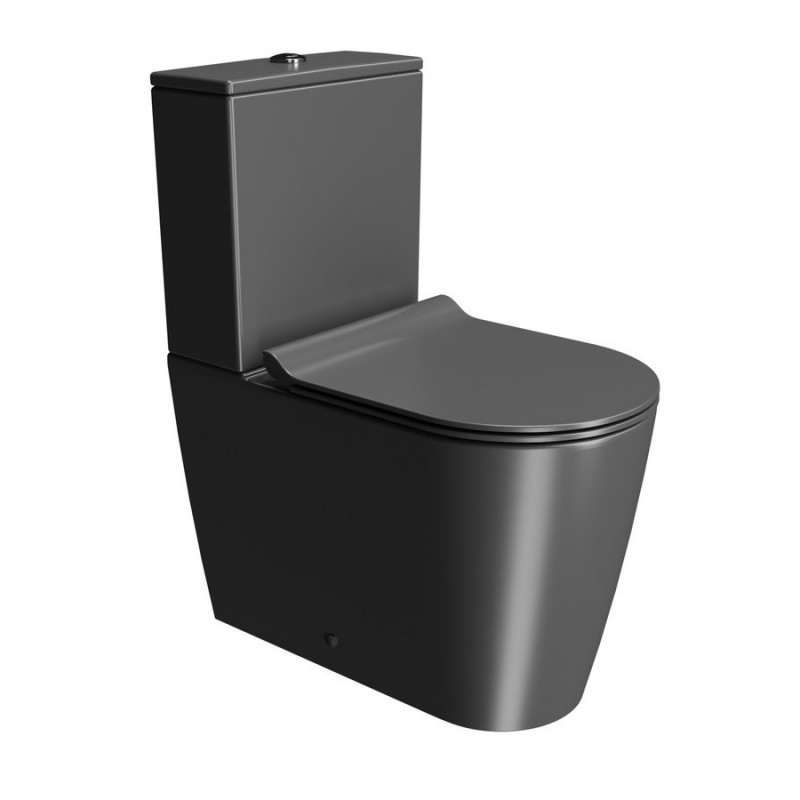 GSI Kube X pastatomas klozetas su lėtai nusileidžiančiu dangčiu, Dual Glaze+ danga, juodas matinis