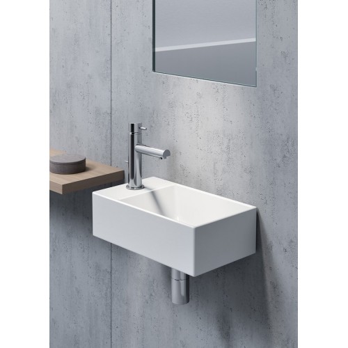 GSI Kube X praustuvas su skyle maišytuvui 40x23 cm, XG+ danga, baltas blizgus