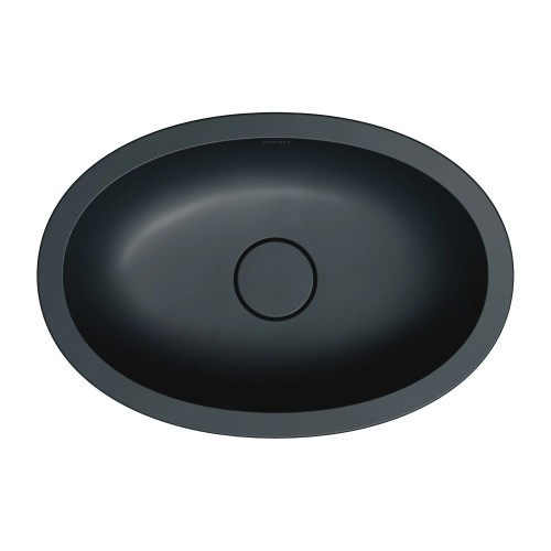 Omnires Shell M+ praustuvas montuojamas iš stalviršio apačios / įleidžiamas iš viršaus 48x31 cm, juodas matinis