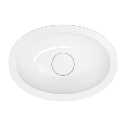Omnires Shell M+ praustuvas montuojamas iš stalviršio apačios / įleidžiamas iš viršaus 38x25 cm, baltas blizgus