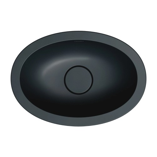 Omnires Shell M+ praustuvas montuojamas iš stalviršio apačios / įleidžiamas iš viršaus 38x25 cm, juodas matinis