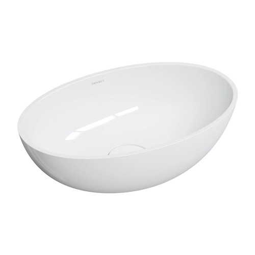 Omnires Shell M+ praustuvas montuojamas ant stalviršio 50x32 cm, baltas blizgus, SHELL500UNBP