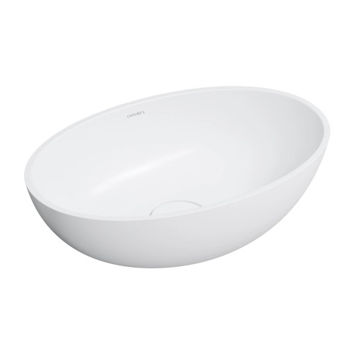 Omnires Shell M+ praustuvas montuojamas ant stalviršio 50x32 cm, baltas matinis, SHELL500UNBM