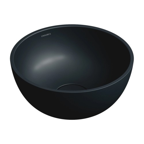 Omnires Shell M+ praustuvas montuojamas ant stalviršio Ø 35 cm, juodas matinis, SHELL350UNBLV