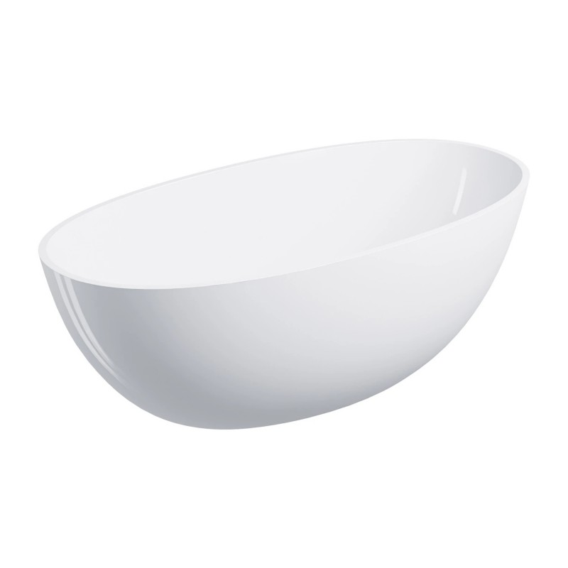 Omnires Shell M+ laisvai pastatoma akmens masės vonia 148x75 cm, blizgi balta, SHELL148WWBP