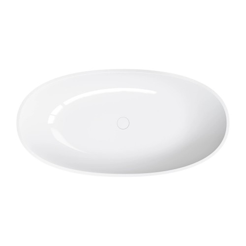 Omnires Shell M+ laisvai pastatoma akmens masės vonia 148x75 cm, blizgi balta, SHELL148WWBP