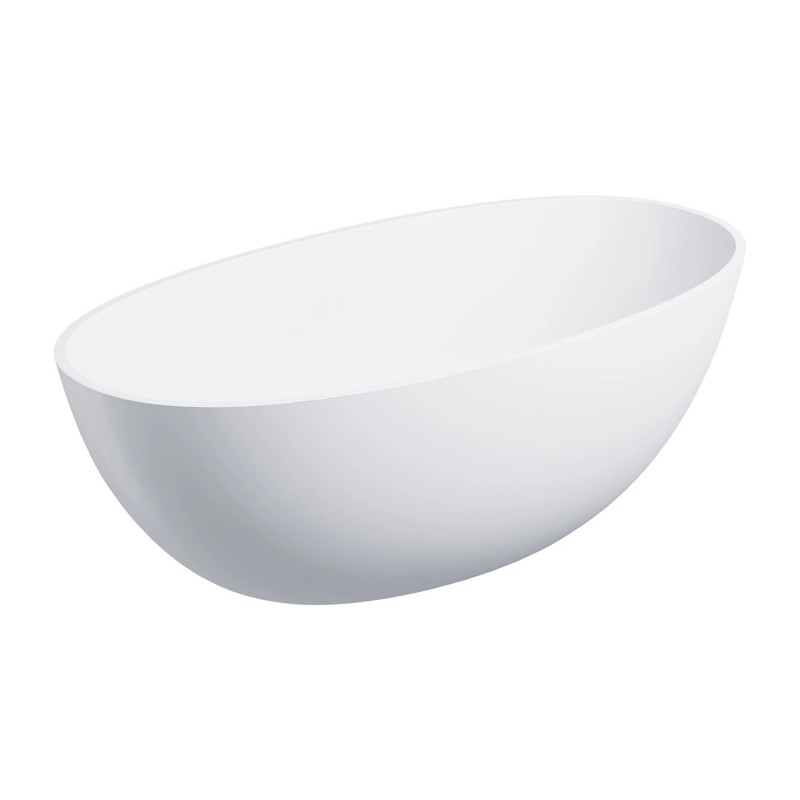 Omnires Shell M+ laisvai pastatoma akmens masės vonia 148x75 cm, matinė balta, SHELL148WWBM