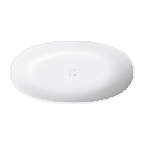 Omnires Shell M+ laisvai pastatoma akmens masės vonia 148x75 cm, matinė balta, SHELL148WWBM