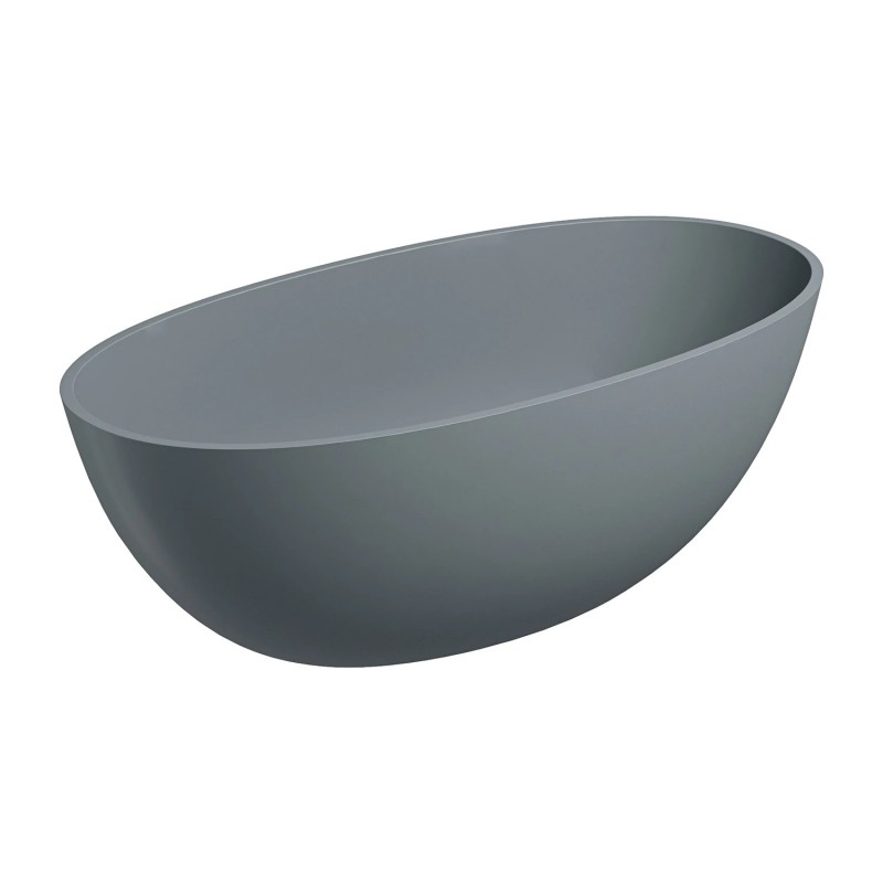 Omnires Shell M+ laisvai pastatoma akmens masės vonia 148x75 cm, matinė pilka, SHELL148WWAG