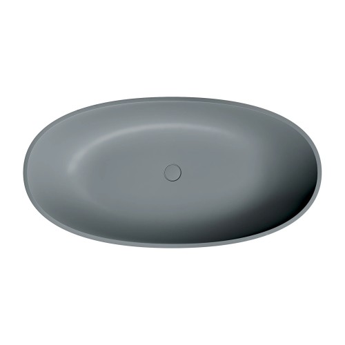 Omnires Shell M+ laisvai pastatoma akmens masės vonia 148x75 cm, matinė pilka, SHELL148WWAG