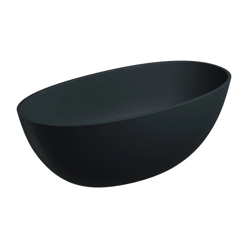 Omnires Shell M+ laisvai pastatoma akmens masės vonia 148x75 cm, matinė juoda, SHELL148WWBLV