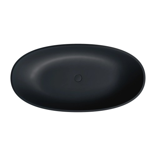 Omnires Shell M+ laisvai pastatoma akmens masės vonia 148x75 cm, matinė juoda, SHELL148WWBLV