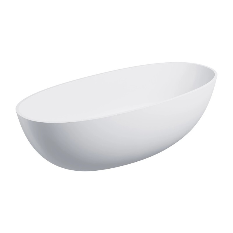 Omnires Shell M+ laisvai pastatoma akmens masės vonia 175x78 cm, matinė balta, SHELL175WWBM