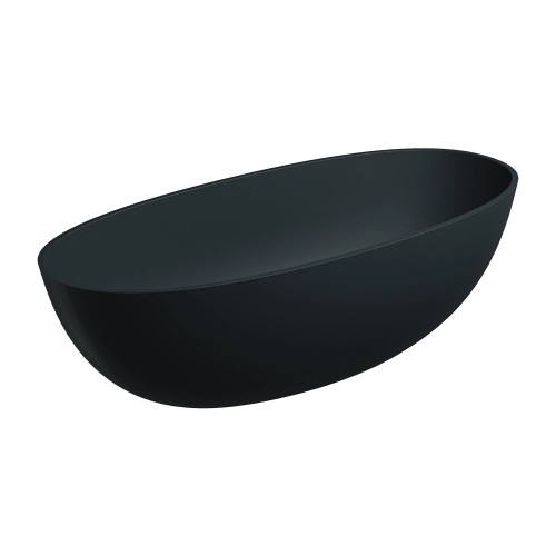 Omnires Shell M+ laisvai pastatoma akmens masės vonia 175x78 cm, matinė juoda, SHELL175WWBLV