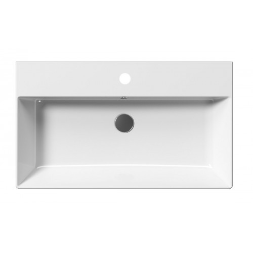 GSI Kube X praustuvas su skyle maišytuvui 80x47 cm, XG+ danga, baltas blizgus