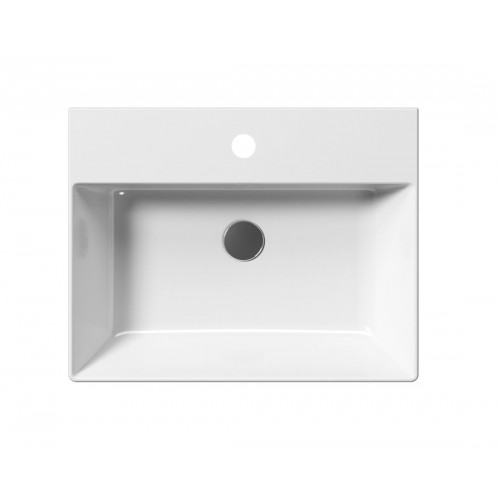 GSI Kube X praustuvas su skyle maišytuvui 60x47 cm, XG+ danga, baltas blizgus